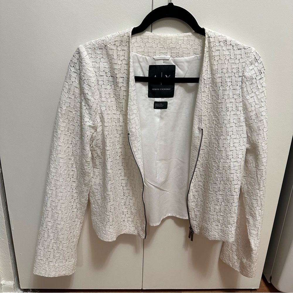 Armani Exchange White Lace Jacket Blazer